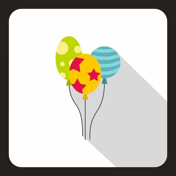 Tři barevné balónky ikona, plochý — Stockový vektor