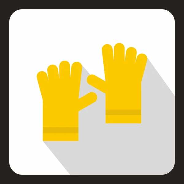 Rękawice ogrodowe żółty ikona, płaski — Wektor stockowy