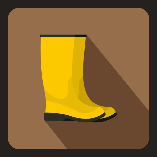 Yellow rubber boots icon, flat style — Stock Vector