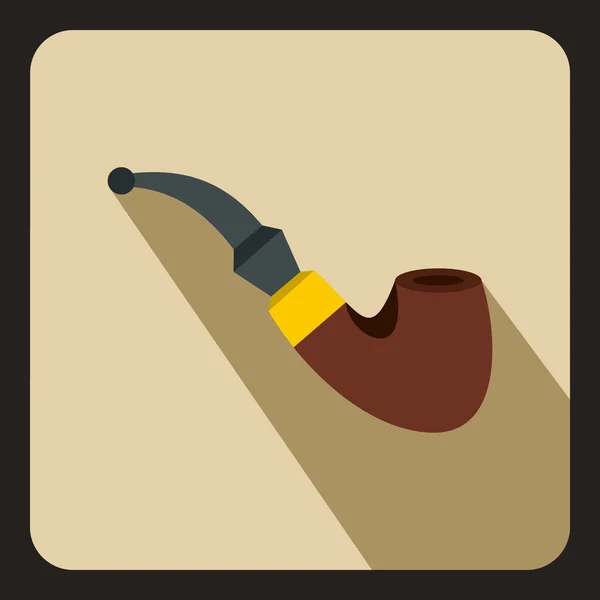 Trä pipe ikon, platt stil — Stock vektor