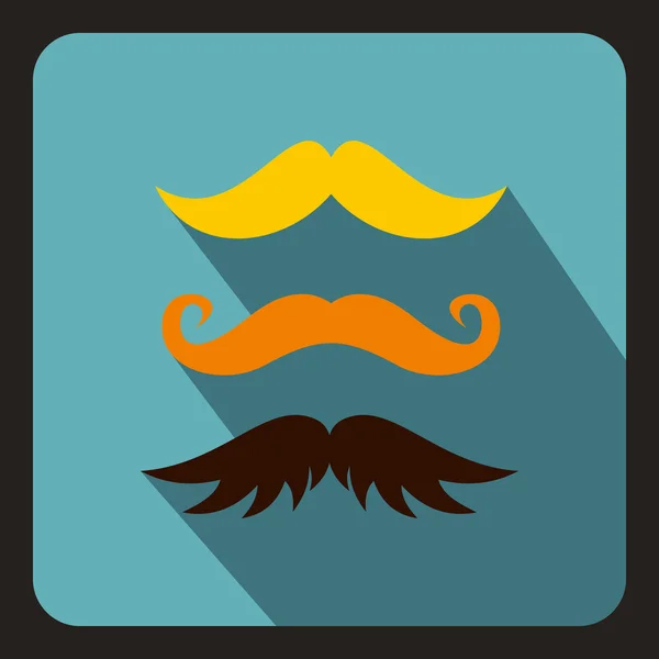 Icono de bigote Hipster, estilo plano — Vector de stock