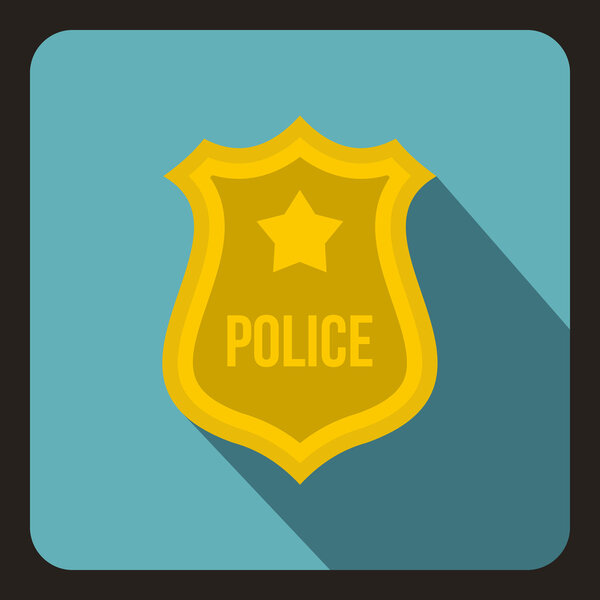 Police badge icon, flat style