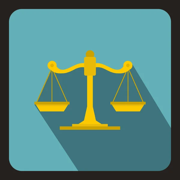 Schalen van Justitie pictogram, vlakke stijl — Stockvector