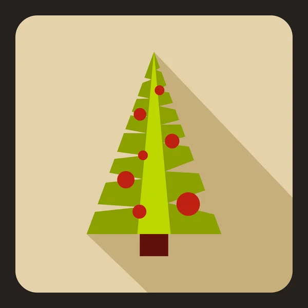 Árbol de Navidad con icono de juguetes, estilo plano — Vector de stock