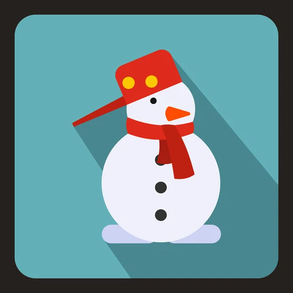 Икона снеговика, плоский стиль — стоковый вектор
