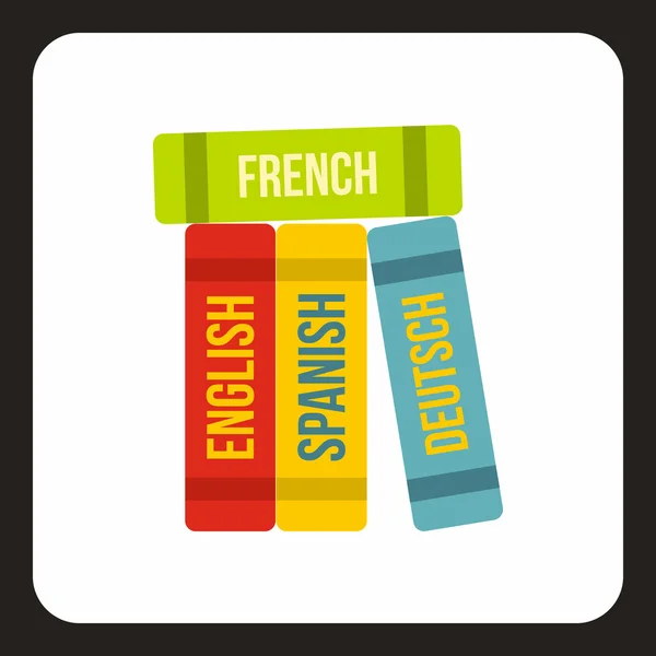 Icono de libros de idiomas extranjeros, estilo plano — Vector de stock