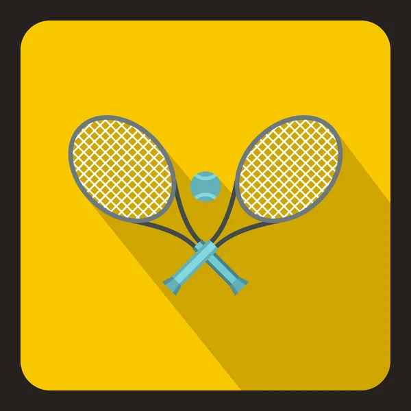 Tennisschläger und Ball Ikone, flacher Stil — Stockvektor