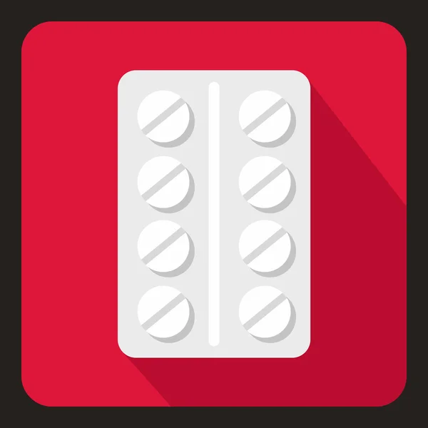 Pack of pills icon, flat style — Stock Vector