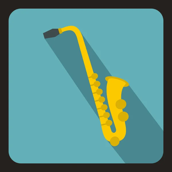 Saxofoon pictogram, vlakke stijl — Stockvector