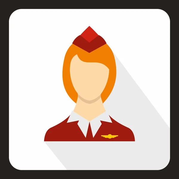 Stewardess icon, flat style — Stock Vector