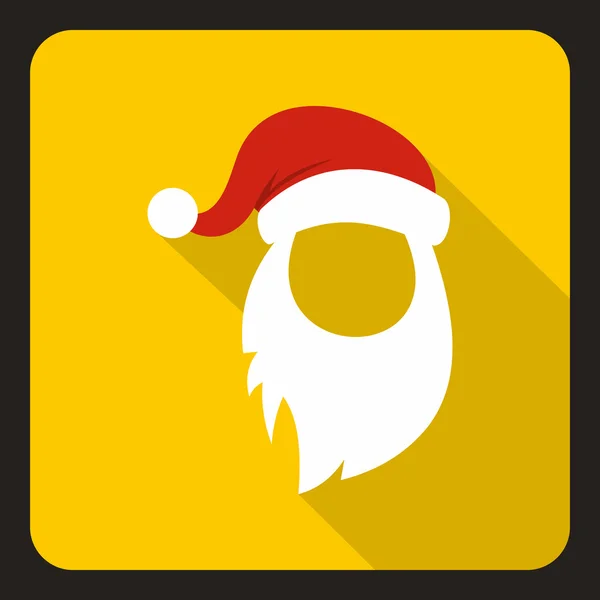 Chapéu vermelho e longa barba branca do ícone do Papai Noel — Vetor de Stock