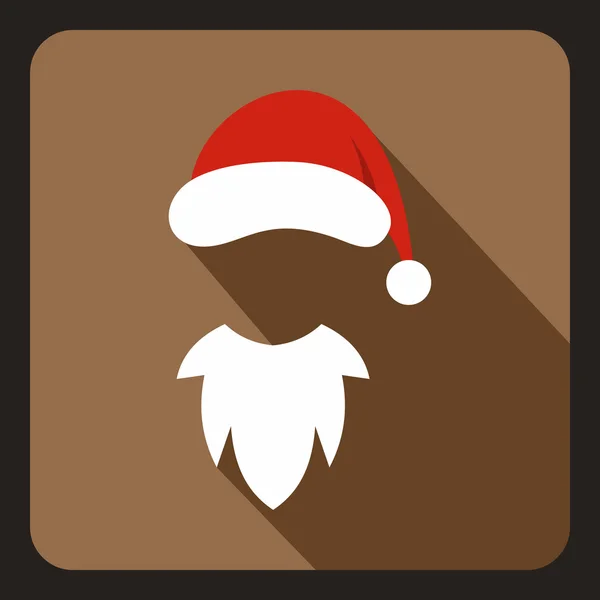 Sombrero con pompón y barba blanca de Santa Claus — Vector de stock