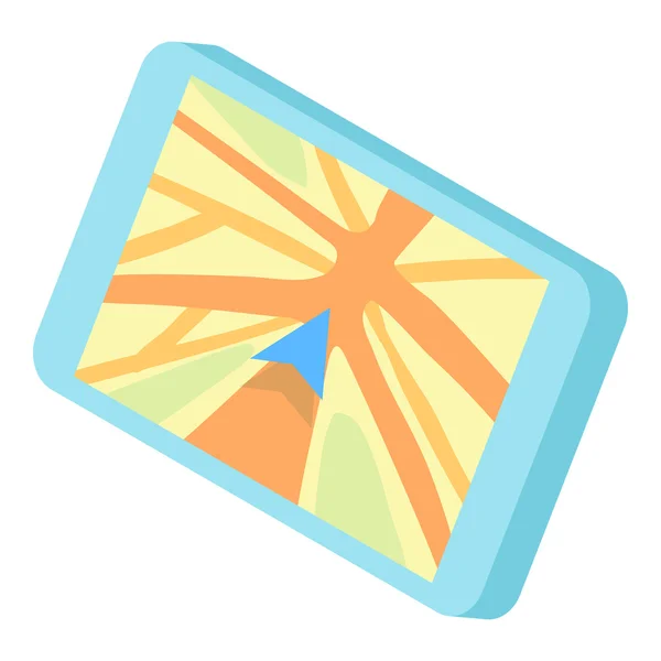 Mapa no ícone tablet, estilo cartoon — Vetor de Stock