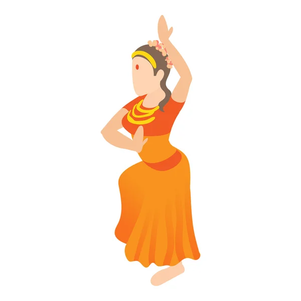 India chica bailando icono, estilo de dibujos animados — Archivo Imágenes Vectoriales