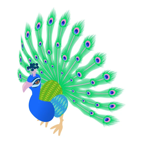 Peacock icon, cartoon style — Stock Vector