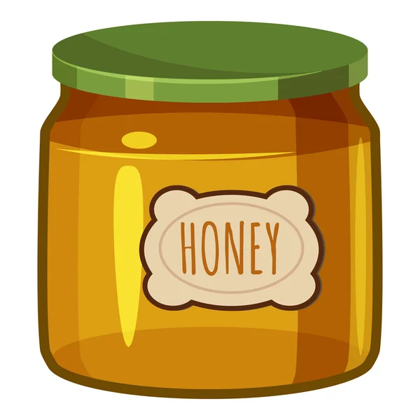 Jar of honey icon, cartoon style — Stock Vector