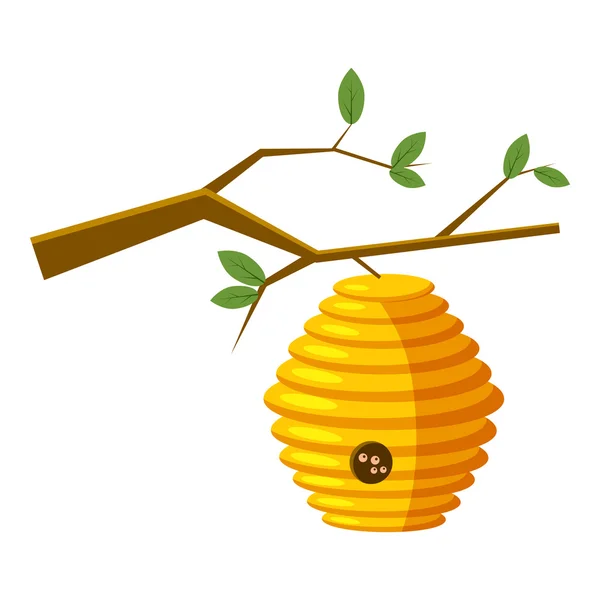 Beehive on tree icon, cartoon style — Stock Vector