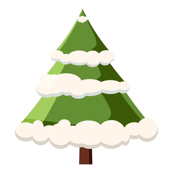 Tannenbaum im Schnee-Ikone, Cartoon-Stil — Stockvektor