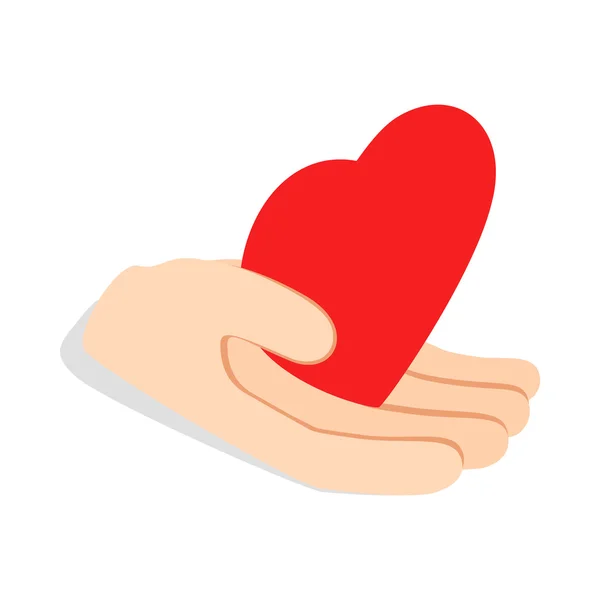 Hand holding heart icon, isometric 3d style — Stock Vector