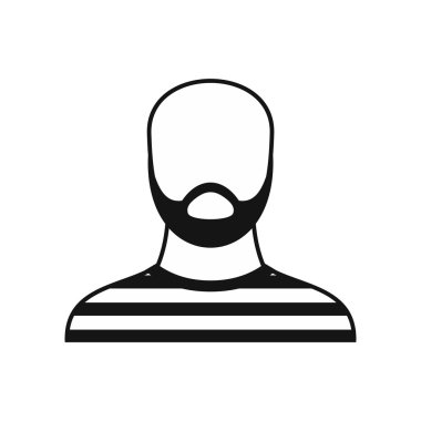 Sakallı adam hapishane kıyafeti simgesi, basit tarzı