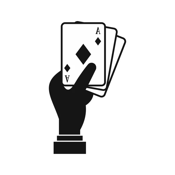 Ícone de cartas de mão segurando cartas, estilo simples — Vetor de Stock