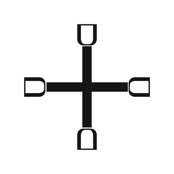 Klíč kola křížový ikonu, jednoduchý styl — Stockový vektor
