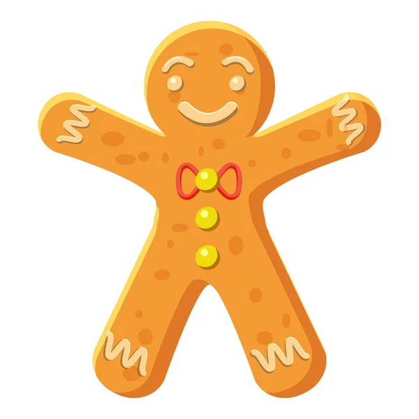 Gingerbread man pictogram, cartoon stijl — Stockvector