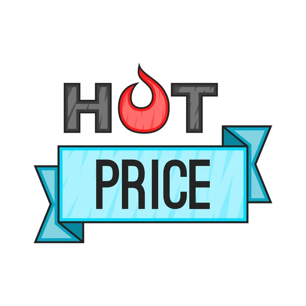 Hot price sticker icon, cartoon style — Stock Vector