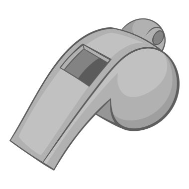 Whistle of referee icon, black monochrome style