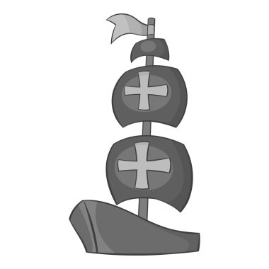 Columbus simgesi gemi, siyah monokrom tarzı