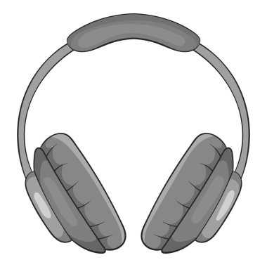 Headphones icon, black monochrome style