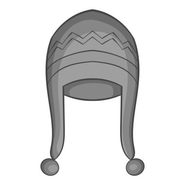 Ponpon simgesi, siyah monokrom tarzı ile Şapka