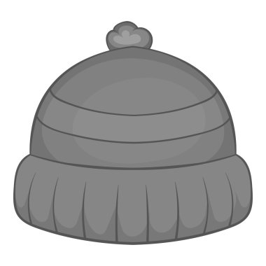 Winter hat icon, black monochrome style
