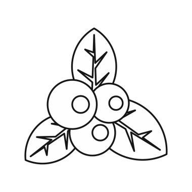 Frenk üzümü ve yaprakları simgesi, anahat stili