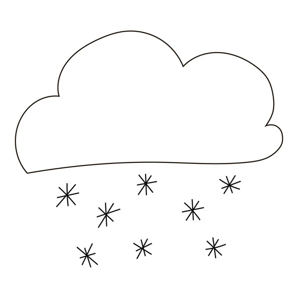 Nuvens e ícone de neve, estilo esboço — Vetor de Stock
