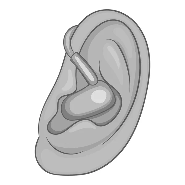 Hörapparat ikon, svart svartvit stil — Stock vektor