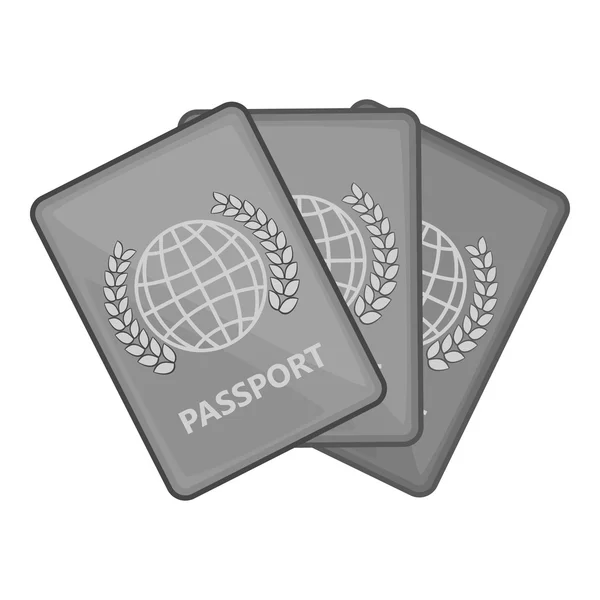 Three passports icon, black monochrome style — Stock Vector