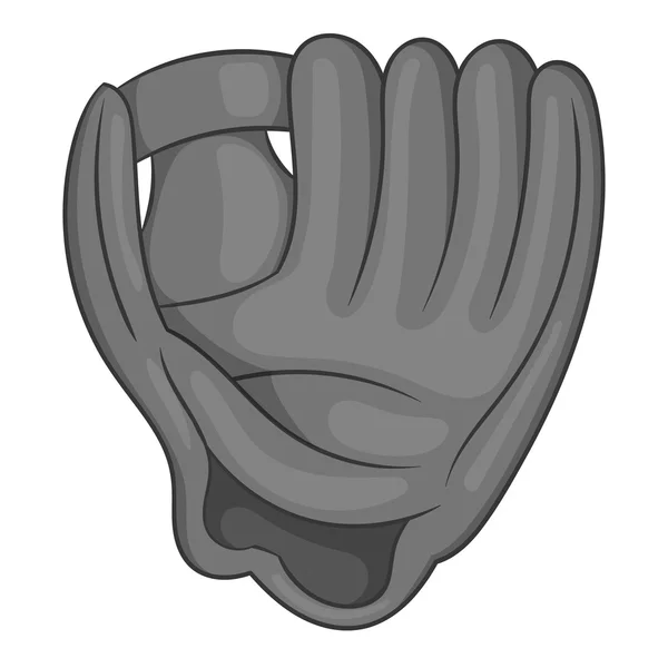Икона бейсбольной перчатки, черный монохромный стиль — стоковый вектор