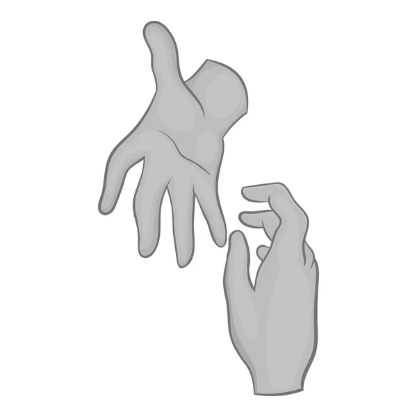 Hand reaches out to other hand icon — Stock Vector