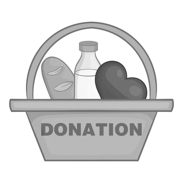 Cesta de comida para doações ícone — Vetor de Stock