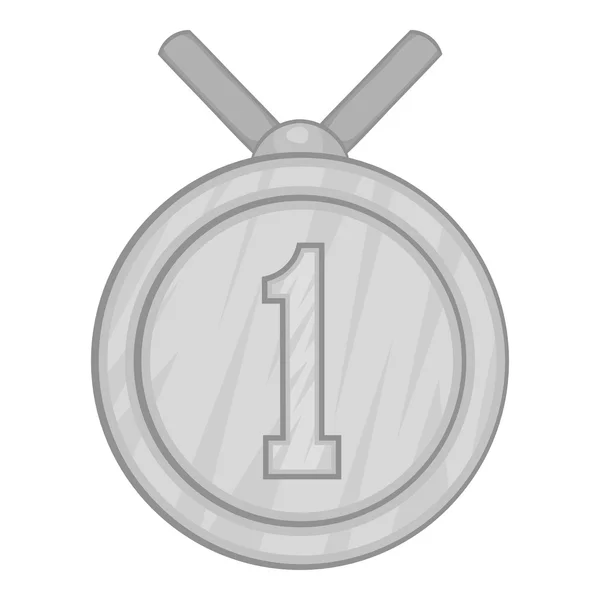 Medaille für Ikone des ersten Platzes, schwarzer monochromer Stil — Stockvektor