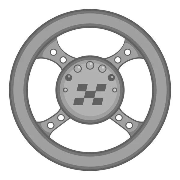 Icono del timón de carreras, estilo monocromo negro — Vector de stock