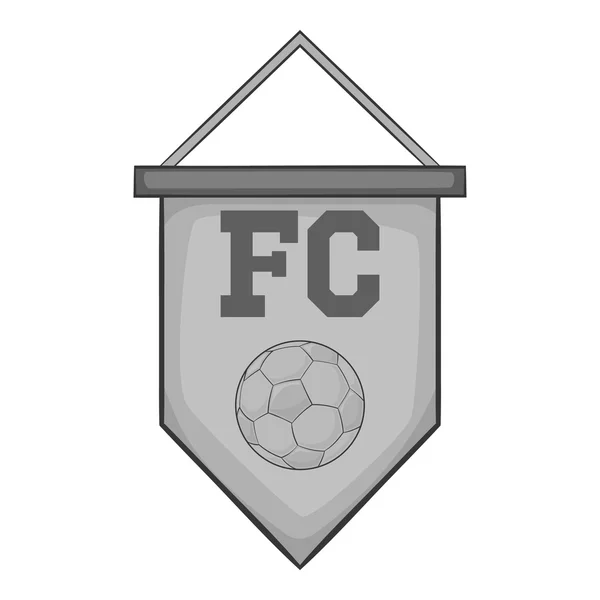 Bandiera icona della squadra di calcio, nero in stile monocromatico — Vettoriale Stock