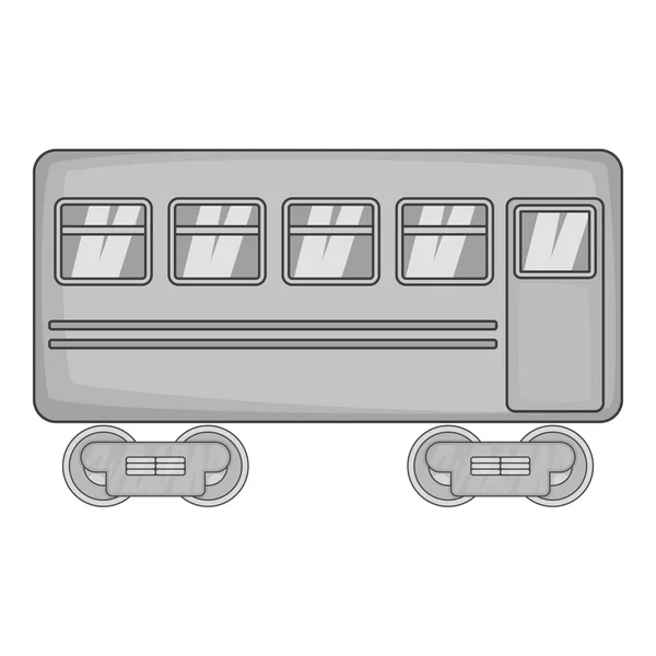 Icono del coche ferroviario, negro estilo monocromo — Vector de stock