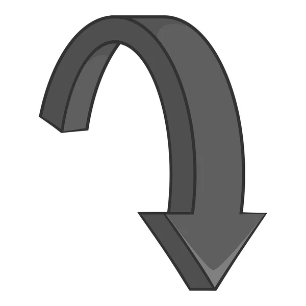 Grande freccia verso il basso icona, nero stile monocromatico — Vettoriale Stock