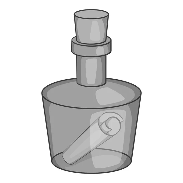 Bericht in een fles pictogram, zwart-monochrome stijl — Stockvector