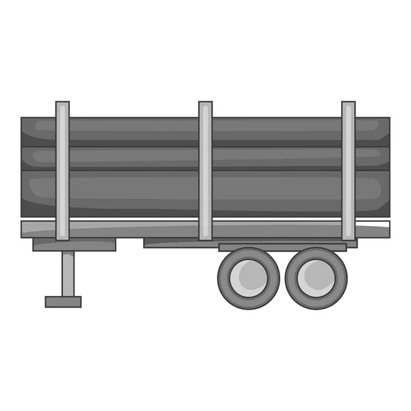 Logga lastbil med stockar ikon, svartvit stil — Stock vektor