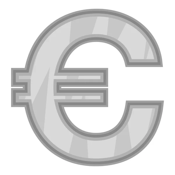 Teken van geld euro pictogram, zwart-monochrome stijl — Stockvector