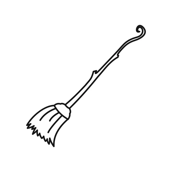 Icona della scopa strega, stile contorno — Vettoriale Stock