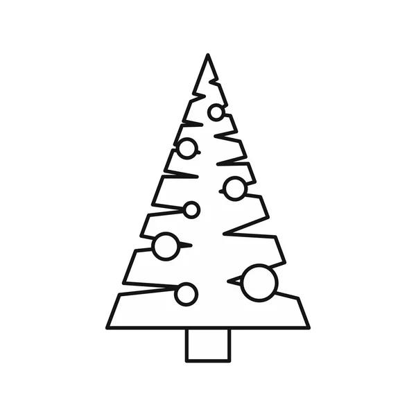 Árbol de Navidad con icono de juguetes, estilo de contorno — Vector de stock